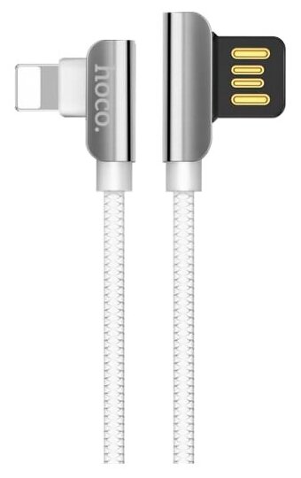 

Кабель USB 2.0(Am)-Lightning 8-pin(m), угловой, 1.2 м, белый, HOCO U42 Exquisite steel (6957531079361), U42 Exquisite steel