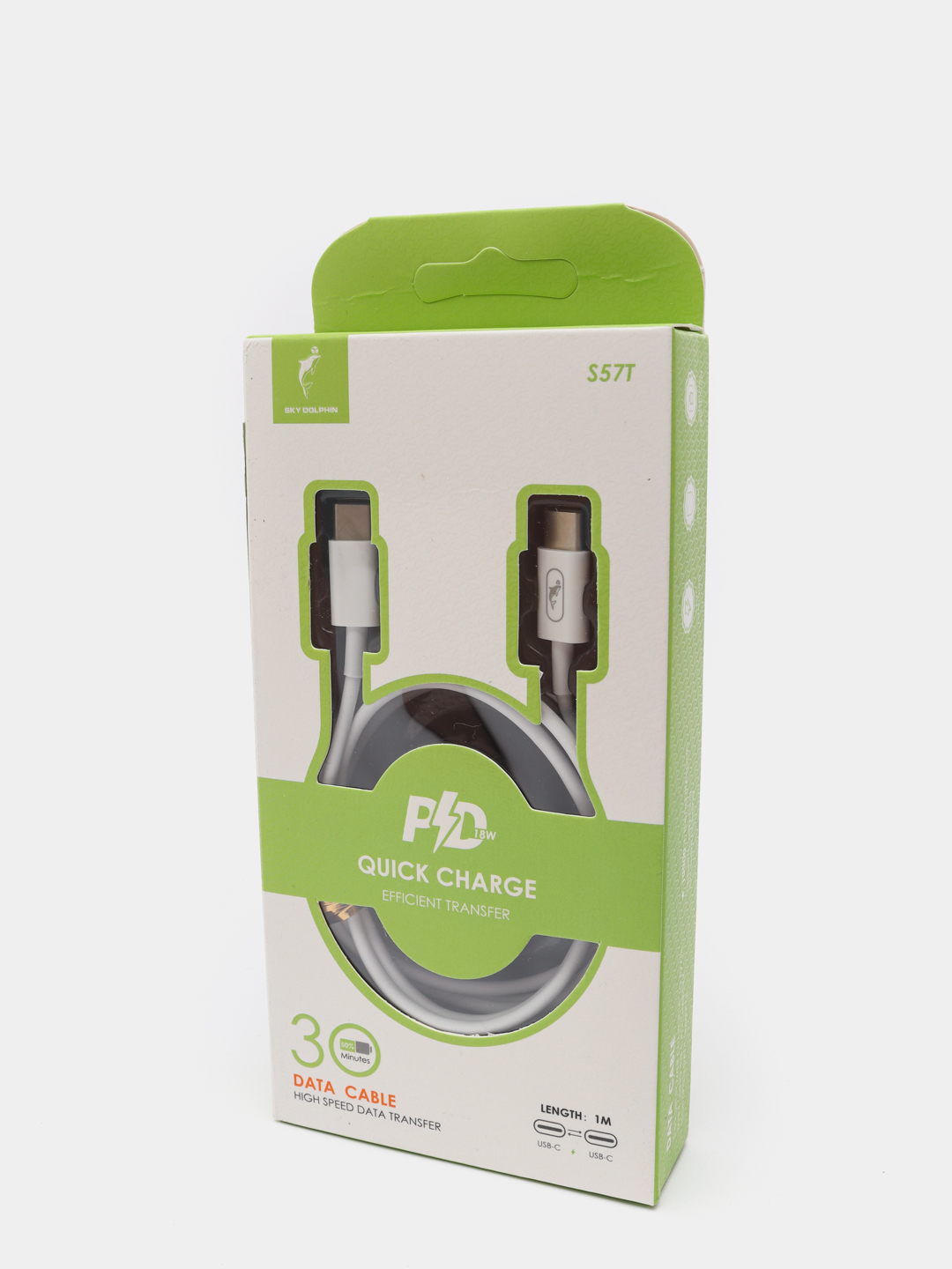 

Кабель USB Type-C-USB Type-C, быстрая зарядка, 3A, 1 м, белый, SKYDOLPHIN S57T (206513), S57T