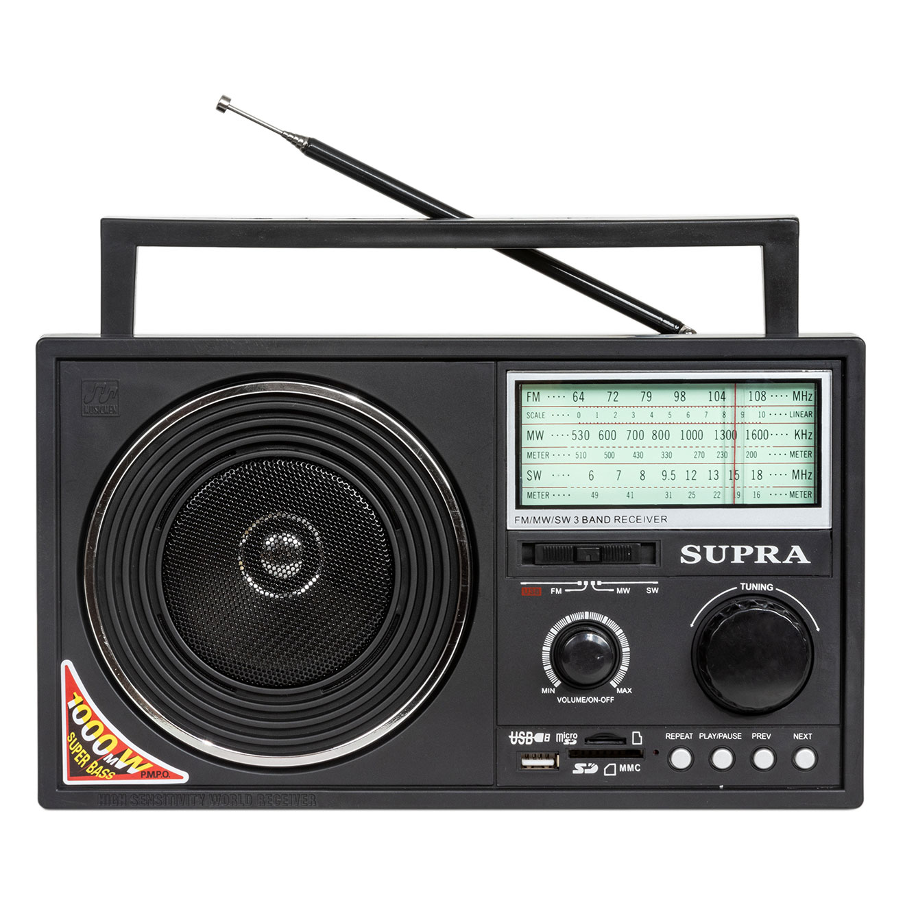

Радиоприемник портативный Supra ST-25U, черный, ST-25U