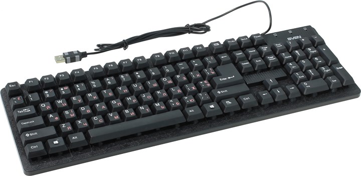 Клавиатура проводная Sven Standard 301, мембранная, USB, черный (SV-03100301UB) б/у не родная упаковка, незначительные следы эксплуатации