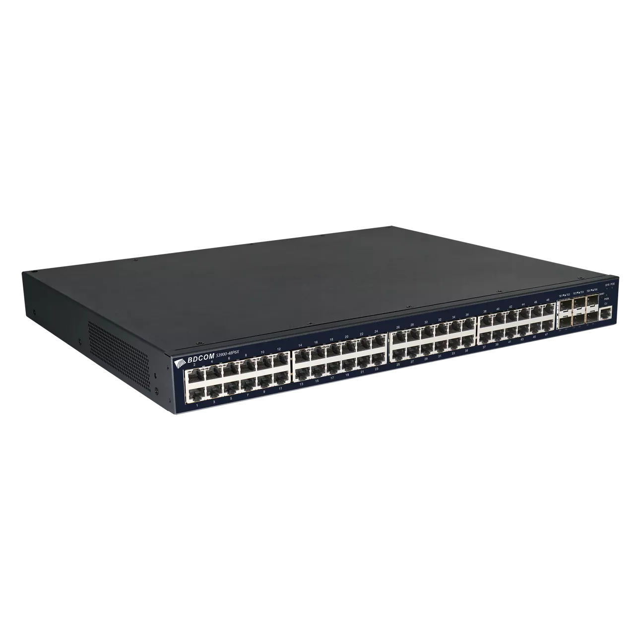 

Коммутатор BDCom S3900-48P6X, управляемый, кол-во портов: 48x1 Гбит/с, кол-во SFP/uplink: SFP+ 6x10 Гбит/с, установка в стойку, PoE: 48x30 Вт (макс. 740 Вт), S3900-48P6X