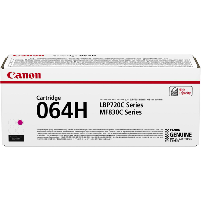 

Картридж лазерный Canon 064H/4934C001, пурпурный, 10400 страниц, оригинальный для Canon MF832Cdw, 064H