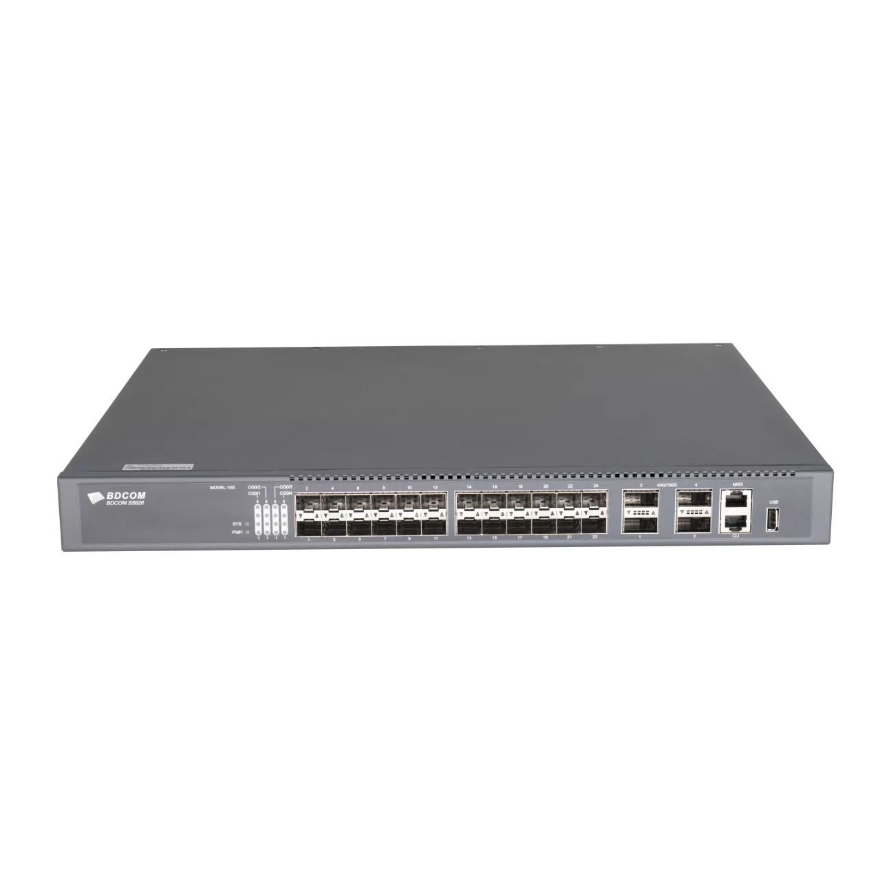 

Коммутатор BDCom S5828, управляемый, кол-во портов:, SFP+ 24x10, кол-во SFP/uplink: QSFP28 4x100 Гбит/с, установка в стойку (S5828), S5828