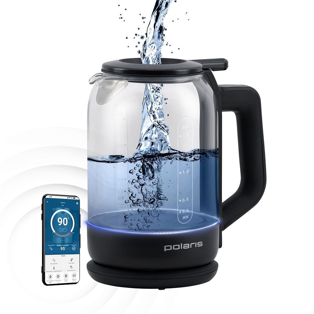 

Чайник POLARIS WIFI IQ Home PWK 1720CGLD 1.5л. 2.15 кВт, термостекло/пластик, прозрачный/черный, PWK 1720CGLD