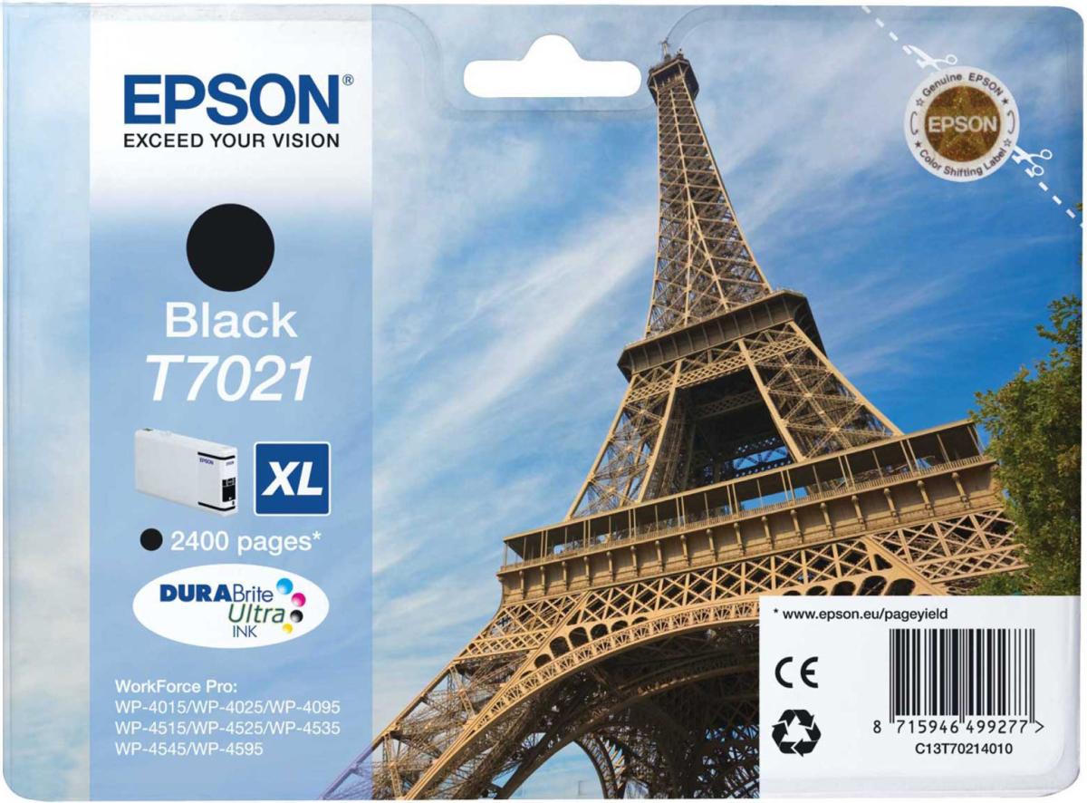 

Картридж струйный Epson T7021 (C13T70214010), черный, оригинальный, ресурс 2400 страниц, для Epson WorkForce Pro WP-4015DN / WP-4025DW / WP-4095DN / WP-4515DN / WP-4525DNF / WP-4535DWF / WP-4595DNF, T7021