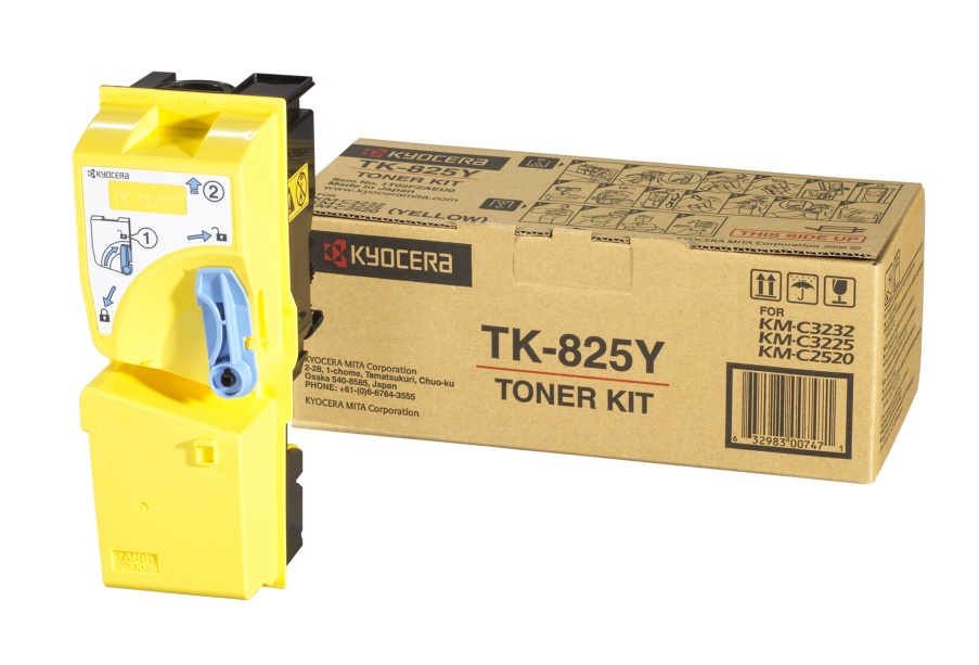 Картридж лазерный Kyocera TK-825Y/1T02FZAEU0, желтый, 7000 страниц, оригинальный, для Kyocera KM-C2520, KM-C3225, KM-C3232, KM-C2525E, KM-C3232E, KM-C4035E - фото 1