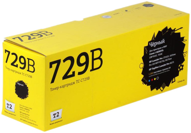 

Картридж лазерный T2 TC-C729B (Cartridge 729/4370B002), черный, 1200 страниц, совместимый для i-SENSYS LBP7010C/LJ Pro CP1025