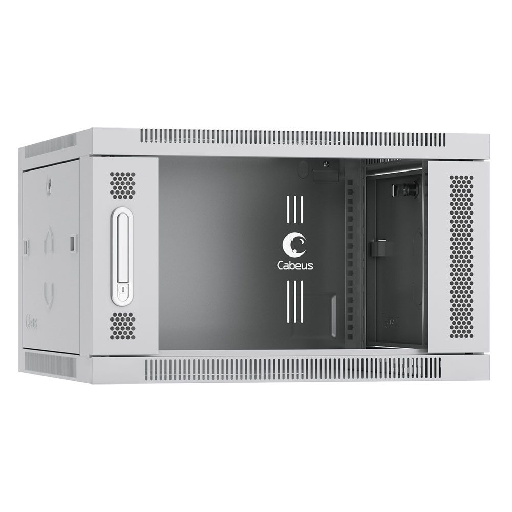 

Шкаф телекоммуникационный настенный 6U 600x450, стекло/металл, серый, Cabeus SH-05F-6U60/45 (SH-05F-6U60/45), SH-05F-6U60/45