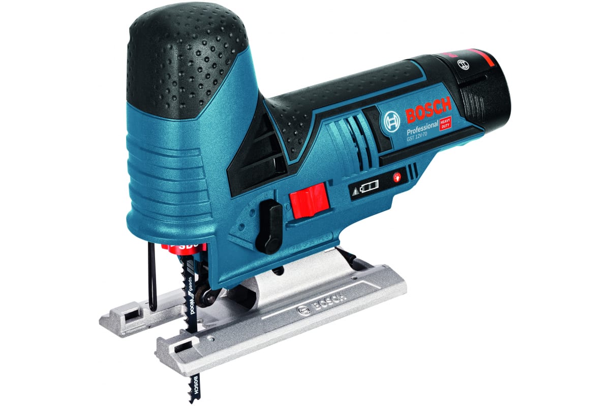 

Аккумуляторный лобзик Bosch GST 12V-70, маятниковый ход, аккумуляторный, регулировка частоты хода, АКБ+З/У (0615990M40), GST 12V-70