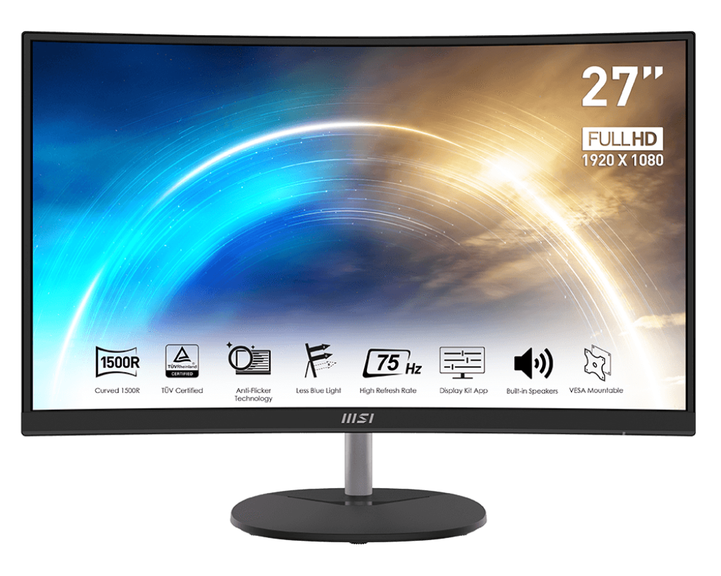 

Монитор 27" MSI Pro MP271CA VA, изогнутый, 1920x1080 (16:9), 250кд/м2, 1 мс, 178°/178°, FreeSync, HDMI, DisplayPort, черный (9S6-3PA8CT-048), MP271CA