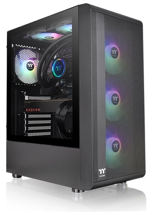 Корпус Thermaltake S200 TG ARGB, ATX, Midi-Tower, 2xUSB 3.0, RGB подсветка, черный, Без БП (CA-1X2-00M1WN-00)