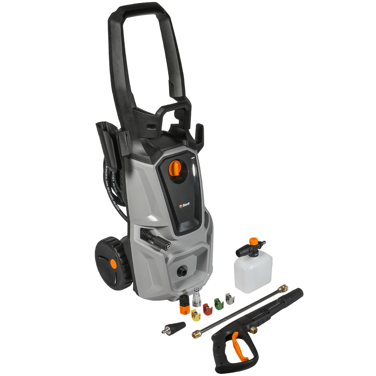 

Мойка высокого давления Bort KEX-2700-R, 188 атм, 480 л/ч, шланг 10 м, сетевой шнур 5 м, корпус насоса силумин, забор воды из емкости, 19.4 кг (93416145), KEX-2700-R