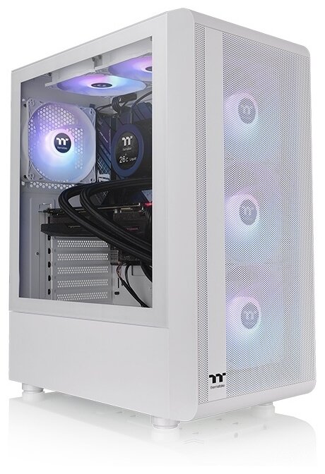 Корпус Thermaltake S200 TG ARGB, ATX, Midi-Tower, 2xUSB 3.0, RGB подсветка, белый, без БП (CA-1X2-00M6WN-00)