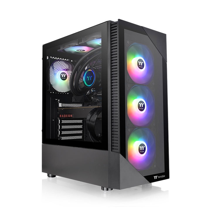 Корпус Thermaltake View 200 TG ARGB, ATX, Midi-Tower, 2xUSB 3.0, RGB подсветка, черный, без БП (CA-1X3-00M1WN-00)