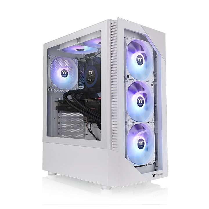 Корпус Thermaltake View 200 TG ARGB, ATX, Midi-Tower, 2xUSB 3.0, RGB подсветка, белый, Без БП (CA-1X3-00M6WN-00)