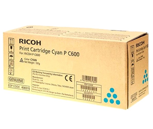 

Картридж лазерный Ricoh PC600/408315, голубой, 12000 страниц, оригинальный для Ricoh P C600, PC600