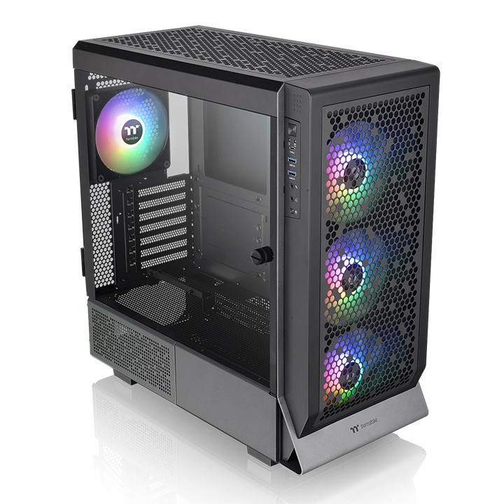 Корпус Thermaltake Ceres 500 TG ARGB, EATX, Midi-Tower, 2xUSB 3.0, USB Type-C, RGB подсветка, черный, без БП (CA-1X5-00M1WN-00)