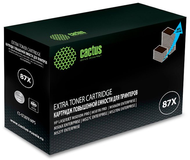 

Картридж лазерный Cactus CS-CF287X-MPS (87X/CF287X), черный, 24000 страниц, совместимый для LJ M506dn/M506n/M506x