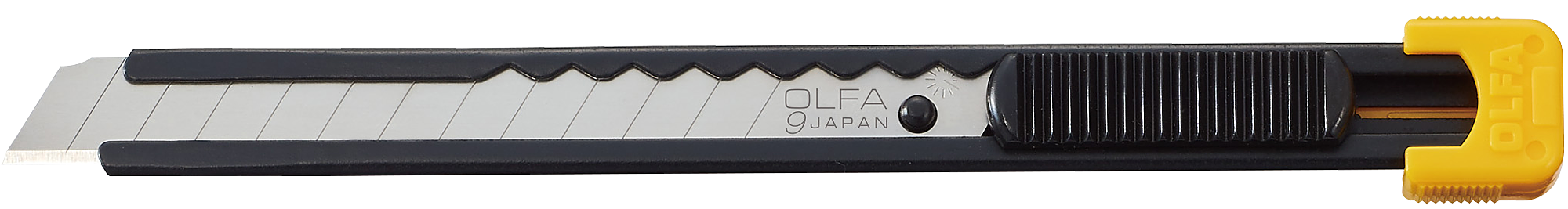 Нож монтажный, сдвижная фиксация, лезвие: 9 мм / выдвижное / сегментированное / отламывающееся, OLFA S (OL-S)