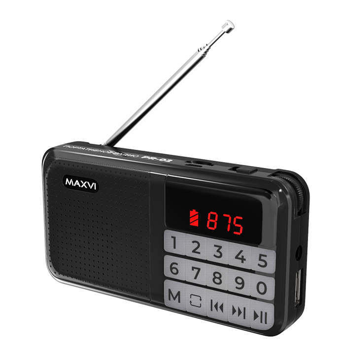 

Радиоприемник портативный Maxvi PR-02, черный, PR-02