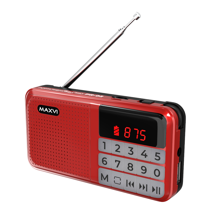 

Радиоприемник портативный Maxvi PR-02, красный, PR-02