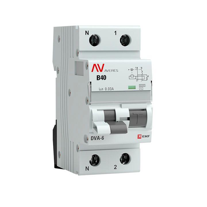 

Выключатель автоматический EKF DVA-6 Averes 1P+N 40А 6 kA (rcbo6-1pn-40C-30-ac-av), DVA-6 Averes