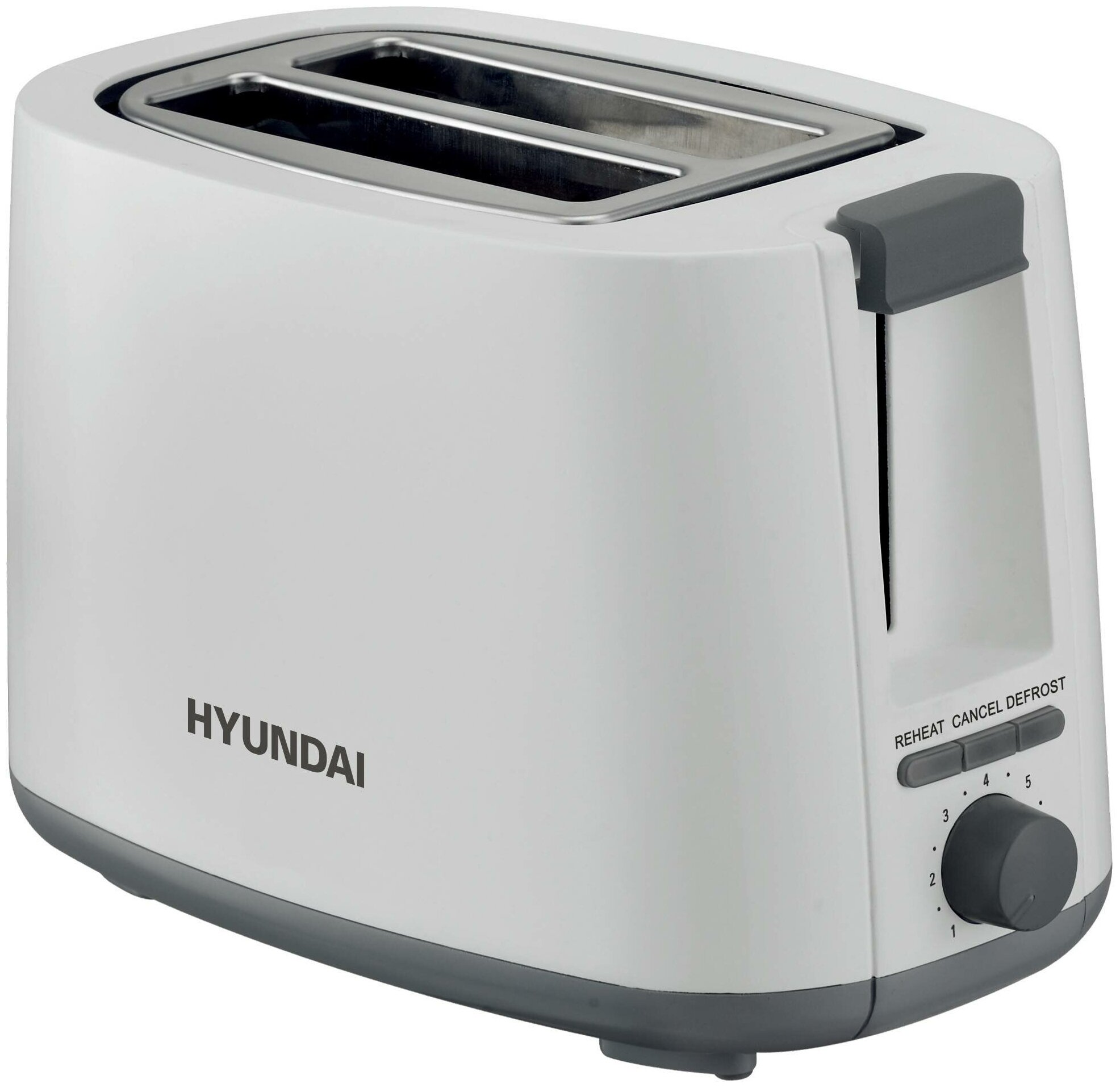 Тостер Hyundai HYT-2301 800 Вт, подогрев, размораживание, белый/серый (HYT-2301), цвет белый/серый - фото 1