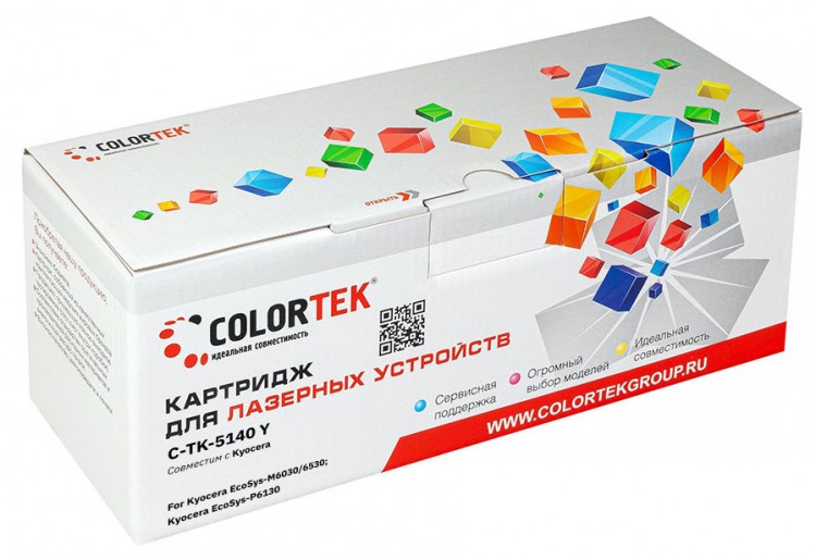 

Картридж лазерный Colortek CK-TK-5140Y (TK-5140Y/1T02NRANL0), желтый 5000 страниц, совместимый, для Kyocera Ecosys M6030cdn/M6530cdn/P6130cdn
