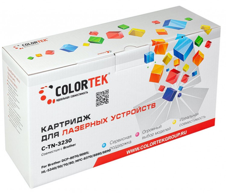 

Картридж лазерный Colortek CT-TN-3230 (TN-3230), черный, 3000 страниц, совместимый для Brother Brother DCP-8070 / DCP-8085 / HL-5340 / HL-5350 / HL-5370 / HL-5380 / MFC-8370 / MFC-8880 / MFC-8890