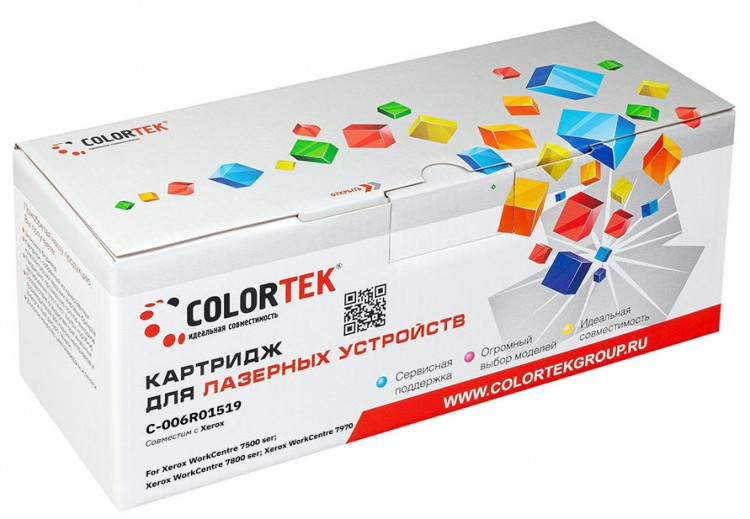 

Картридж лазерный Colortek СТ-006R01519 (006R01519), пурпурный, 15000 страниц, совместимый, для Xerox WC 7525/7530/7535/7545/7556