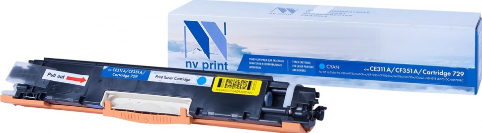 

Картридж лазерный NV Print NV-CE311A/CF351A/729C (126A/130A/729/CE311A/CF351A/4369B002), голубой, 1000 страниц, совместимый, для LJC Pro 100 M175a/M175nw/CP1025/CP1025nw/M176n/M177fw/Canon i-SENSYS LBP7010C/LBP7018С