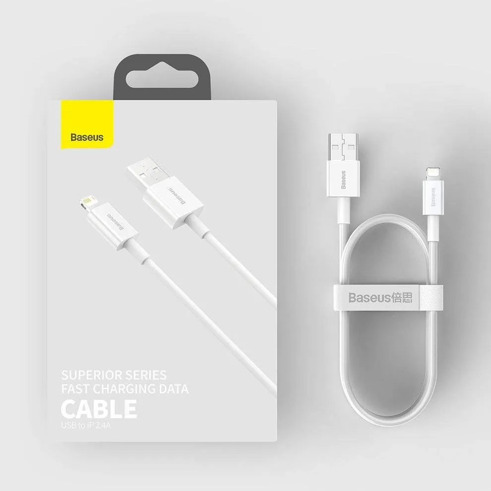 

Кабель USB-Lightning 8-pin, быстрая зарядка, 2.4A, 2 м, белый, Baseus Superior Series (CALYS-C02)