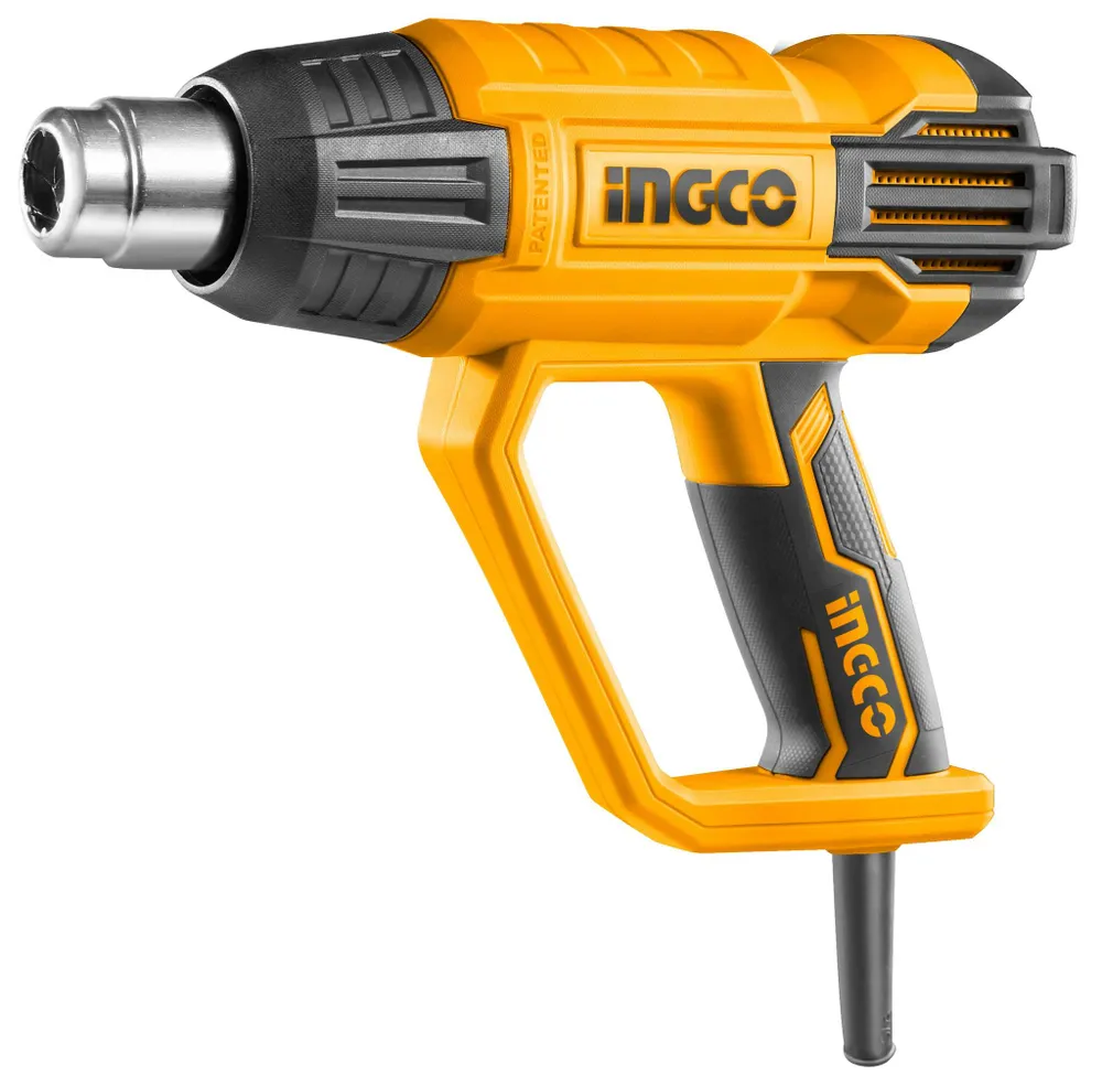 

Фен строительный Ingco HG200028, сетевой, 2 кВт, от 50°C, до 570°C, до 500 л/м, HG200028