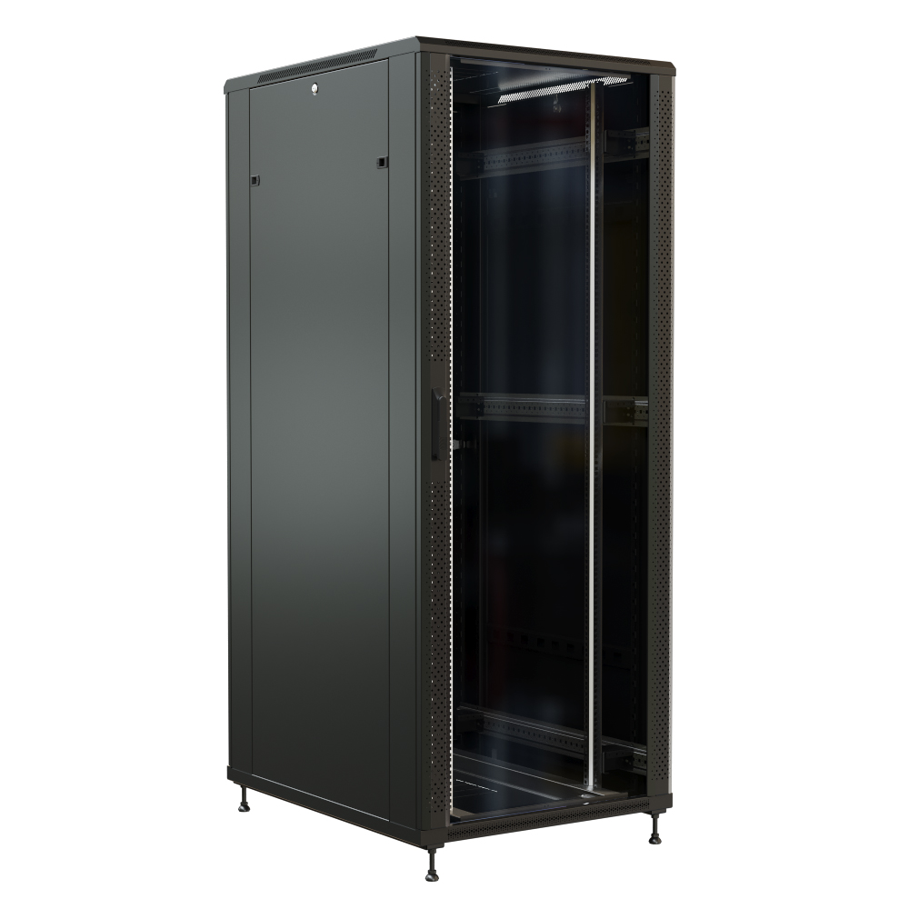 Шкаф серверный напольный 42U 800x1000 мм, стекло/металл, черный, разборный, WRline WR-TT-4281-AS-RAL9004 (WR-TT-4281-AS-RAL9004)