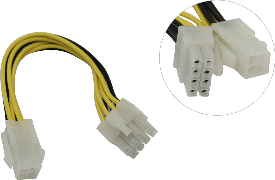

Переходник питания (адаптер) CPU 4-pin(F)-CPU 8-pin(M), для материнских плат, черный (36686), 0