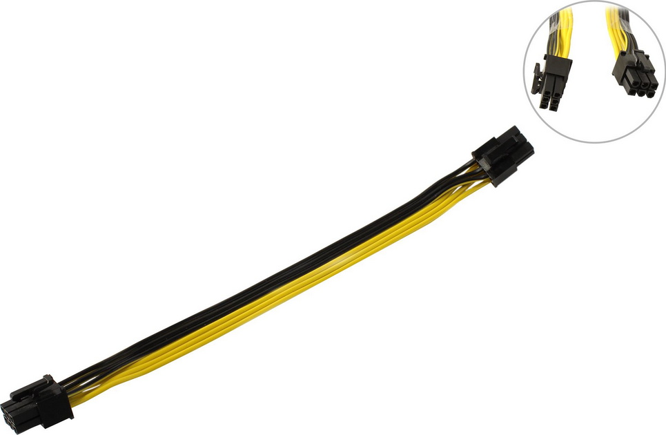 

Переходник питания (адаптер) PCI-E 6-pin(M)-PCI-E 6-pin(M), для видеокарт, 20 см, черный (515175), 0