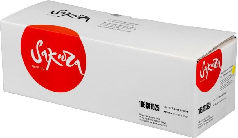 

Картридж лазерный Sakura SA106R01525 (106R01525), желтый, 12000 страниц, совместимый для Xerox Phaser 6700