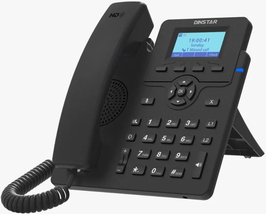 VoIP-телефон Dinstar C60UP, 2 линии, 2 SIP-аккаунта, PoE, черный (C60UP) б/у, после ремонта(смена ПО), следы эксплуатации, комплект полный