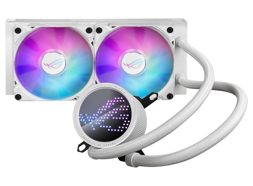 

Жидкостное охлаждение Asus ROG RYUO III 240 ARGB WHITE EDITION для Socket 115x/1200/1700/AM5/AM4, 2x12 см, ARGB (90RC00J2-M0UAY0), ROG RYUO III 240 ARGB WHITE EDITION