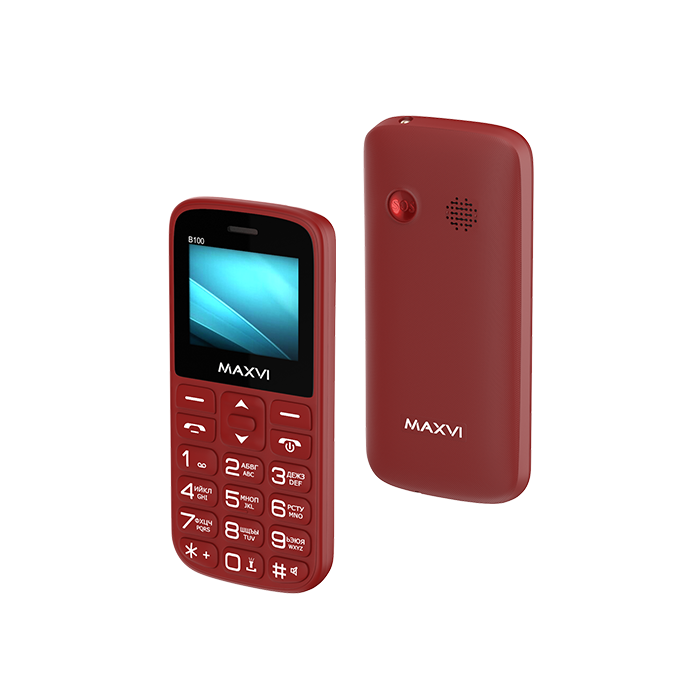 Мобильный телефон MAXVI B100, 1.77" 160x128 QQVGA, 32Mb RAM, 32Mb, BT, 2-Sim, 1000mAh, micro-USB, красный б/у, минимальные следы эксплуатации, полный комплект