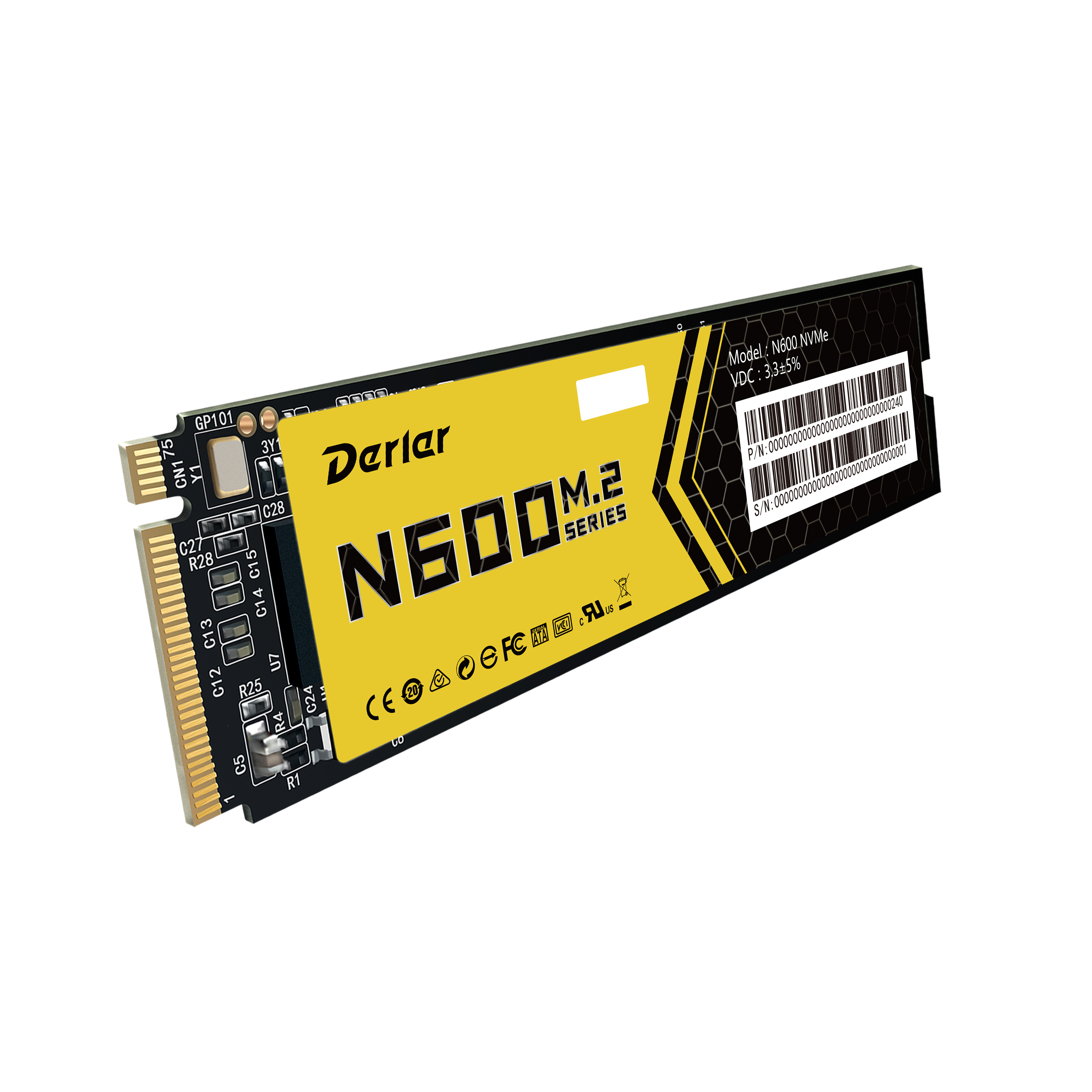 Твердотельный накопитель (SSD) Derlar 256Gb N600, 2280, M.2, NVMe (N600-256GB-NVME) С разбора ПК, без существенных следов эксплуатации, полный комплект