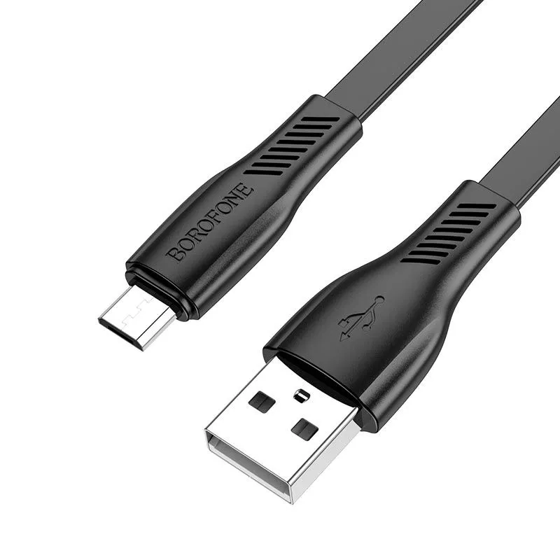 

Кабель USB-Micro USB, плоский, 2.4A, 1 м, черный, Borofone BX85 (6974443387094), BX85