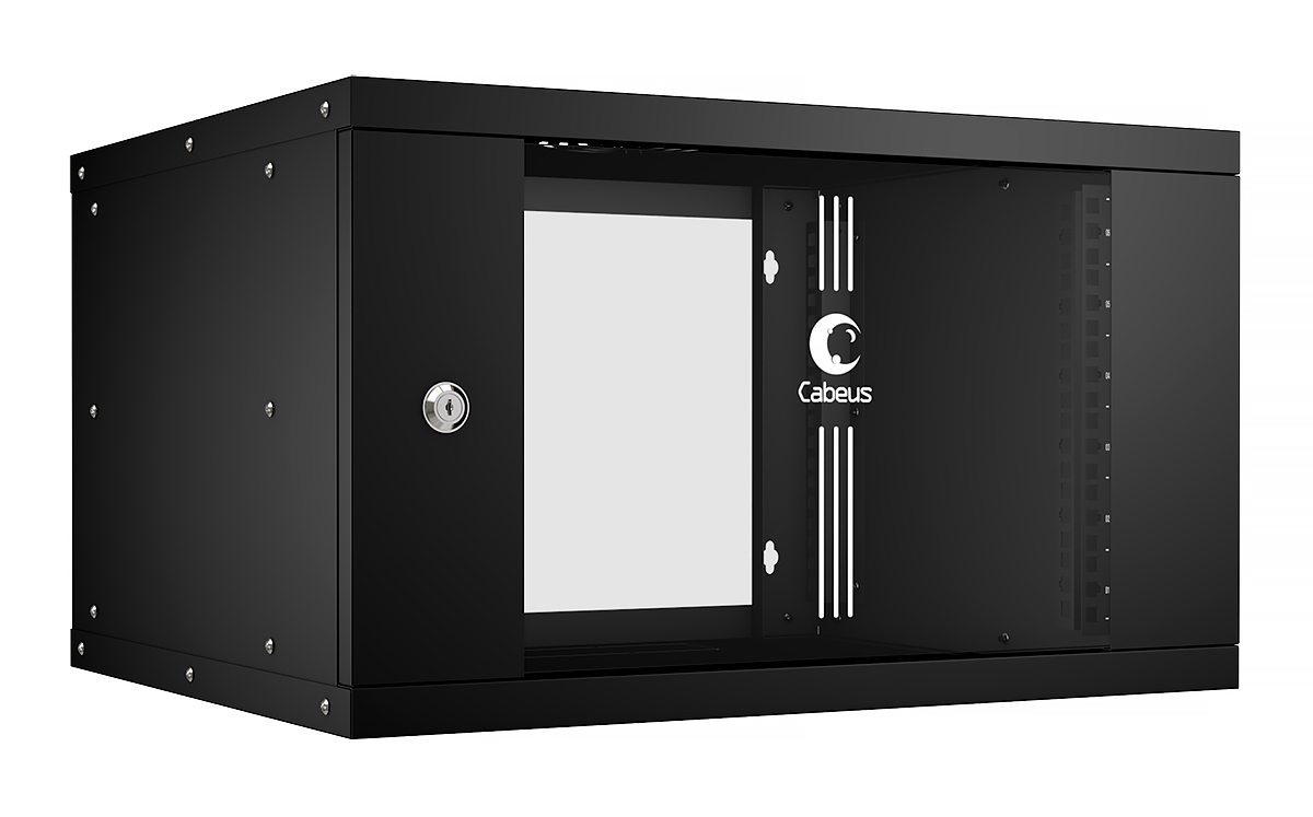 

Шкаф телекоммуникационный настенный 6U 550x450, стекло/металл, черный, разборный, Cabeus LIGHT WSC-05D-6U55/45-BK (WSC-05D-6U55/45-BK), WSC-05D-6U55/45-BK
