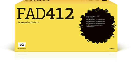 Драм-картридж T2 KX-FAD412A для Panasonic KX-MB1900RU/2000RU/2020Ru/2030RU/2051RU/2061RU (6000стр) (DC-P412) - фото 1