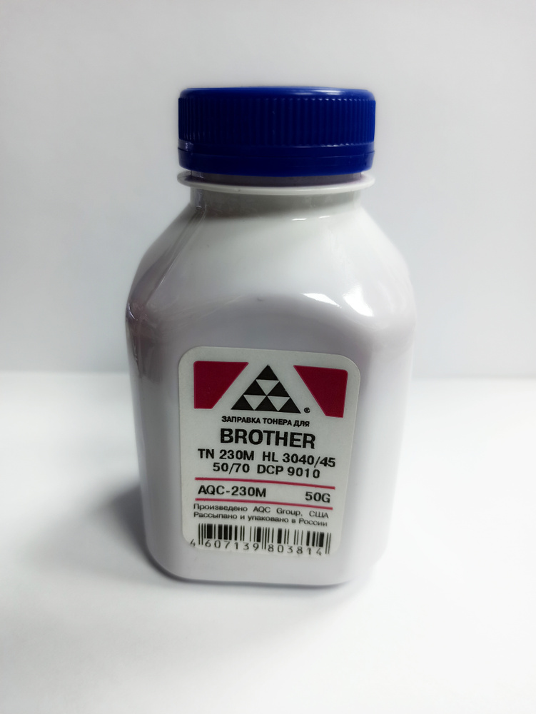 

Тонер AQC AQC-230M, бутыль 50 г, пурпурный, совместимый для Brother TN 230M HL 3040/45/50/70/DCP 9010, AQC-230M