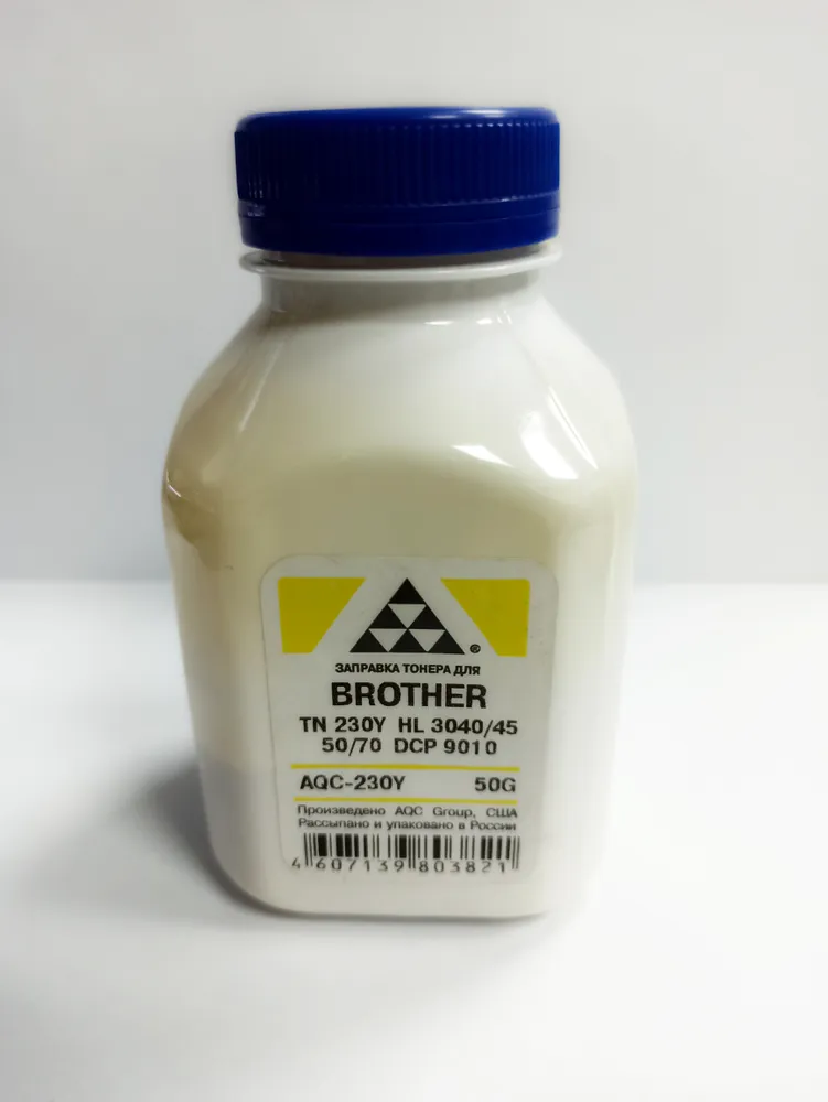 Тонер AQC AQC-230Y, бутыль 50 г, желтый, совместимый для Brother TN 230Y HL 3040/45/50/70/DCP 9010