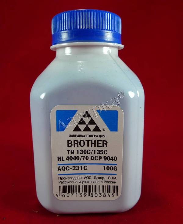 Тонер AQC AQC-231C, бутыль 100 г, голубой, совместимый для Brother TN 130C/135C HL 4040/50/70/DCP 9040