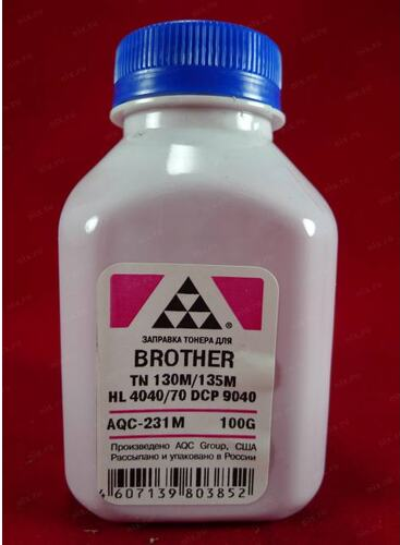 Тонер AQC AQC-231M, бутыль 100 г, пурпурный, совместимый для Brother TN 130M/135M HL 4040/50/70/DCP 9040