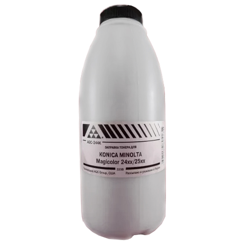 Тонер AQC AQC-244K, бутыль 220 г, черный, совместимый для Konica Minolta Magicolor 2400/2430/2450/2480/2490/2500/2530/2550/2590