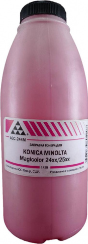 Тонер AQC AQC-244M, бутыль 175 г, пурпурный, совместимый для Konica Minolta Magicolor 2400/2430/2450/2480/2490/2500/2530/2550/2590